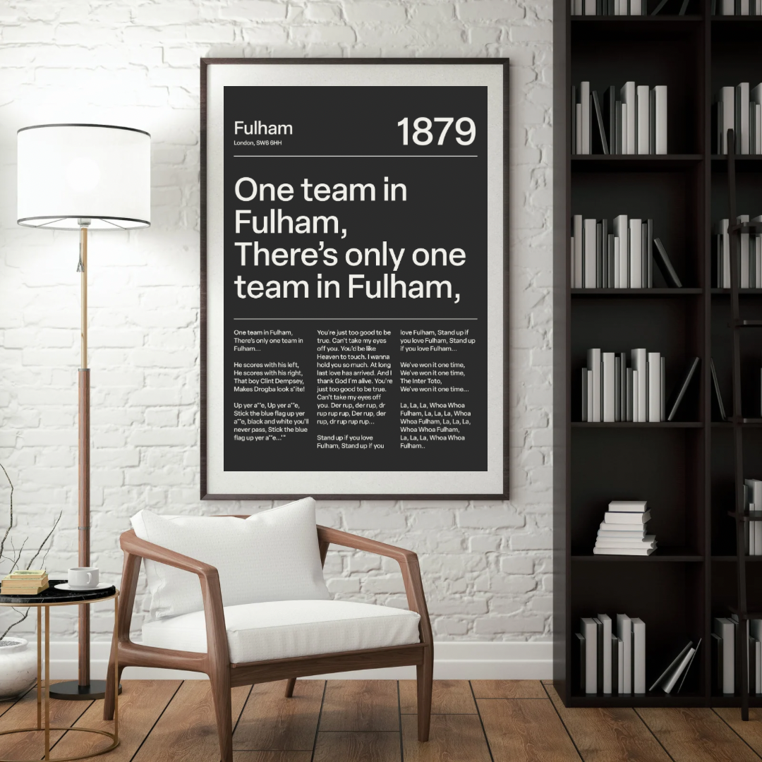 "One Team in Fulham!" Fulham F.C. Art Print (Black)