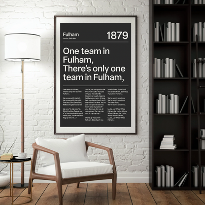 "One Team in Fulham!" Fulham F.C. Art Print (Black)