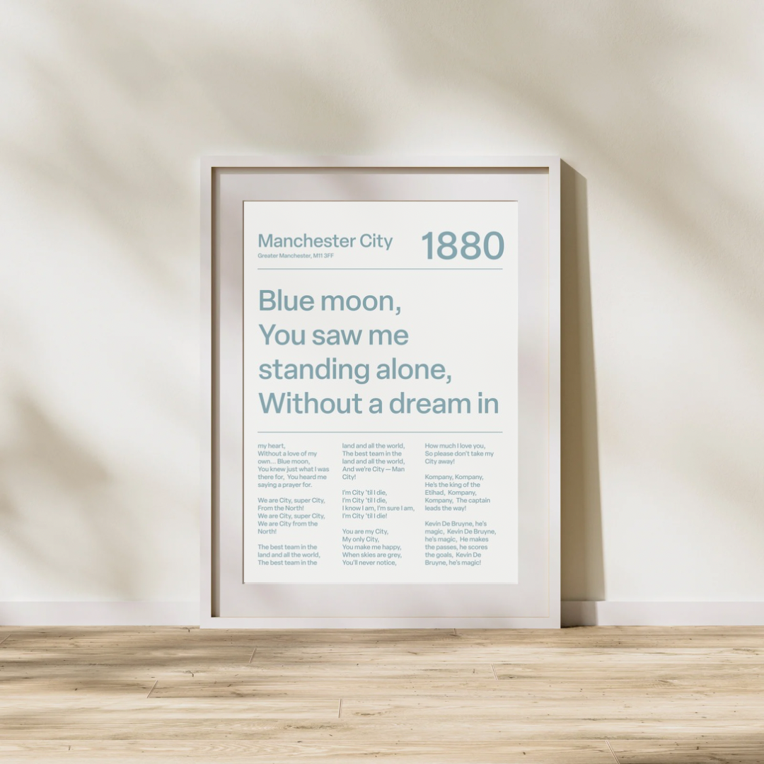"Blue Moon" Manchester City F.C. Art Print (White)