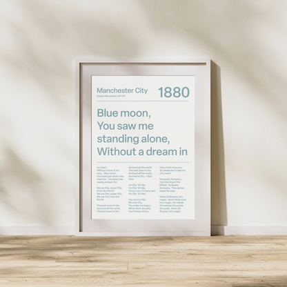 "Blue Moon" Manchester City F.C. Art Print (White)