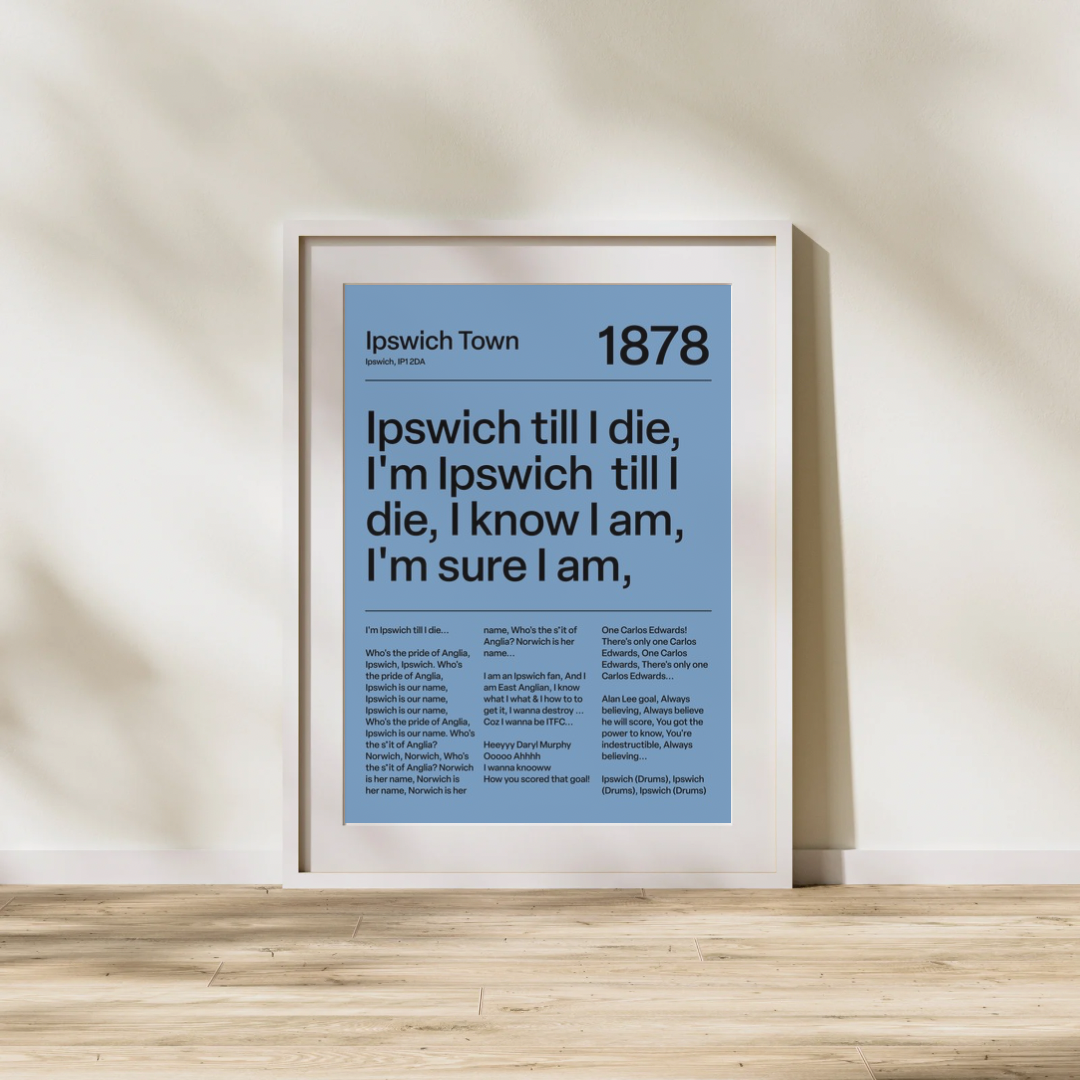 "Ipswich Till I Die" Ipswich Town F.C Art Print (Blue)