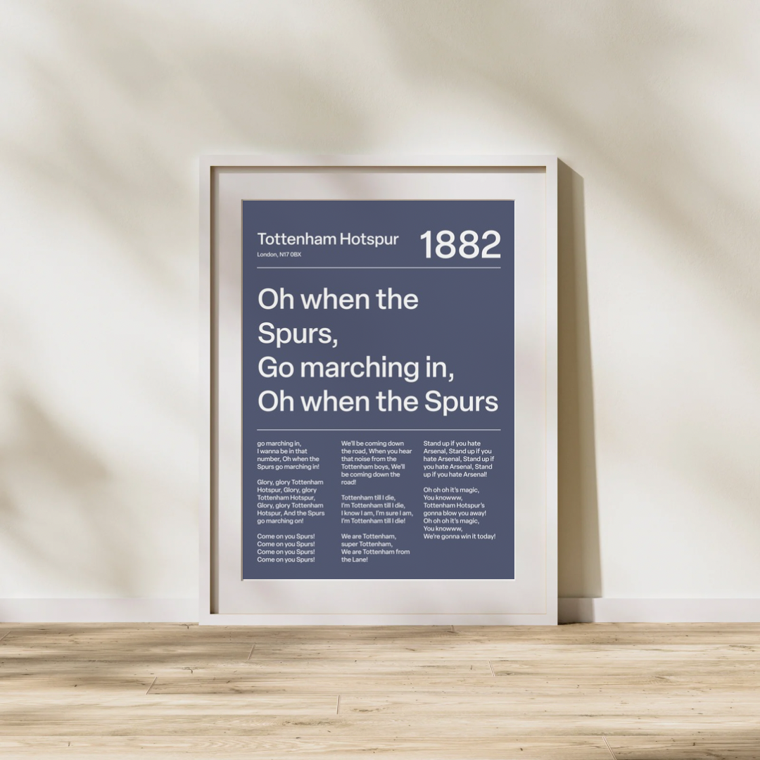 "Oh When the Spurs Go Marching In" Tottenham Hotspur F.C. Art Print (Dark Blue)