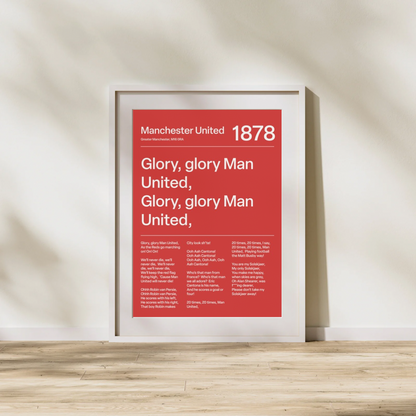 "Glory Glory Man United" Manchester United F.C. Art Print (Red)