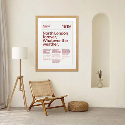 "North London Forever" Arsenal F.C Art Print (White)