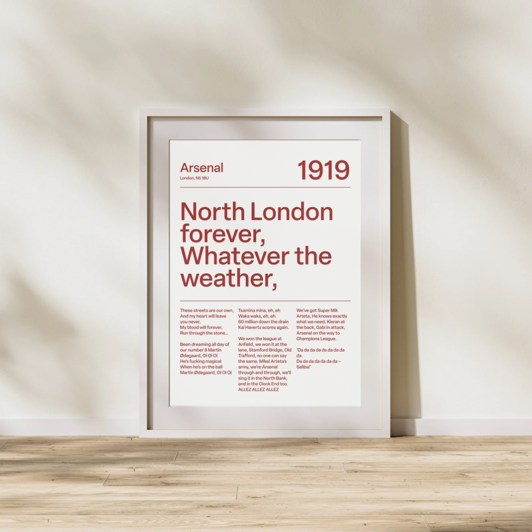 "North London Forever" Arsenal F.C Art Print (White)