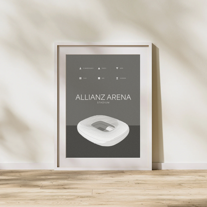 Allianz Arena - Bayern Munich Black & White Art Print