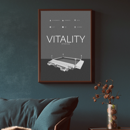 Vitality Stadium - AFC Bournemouth Black & White Art Print