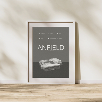 Anfield Stadium - Liverpool FC Black & White Art Print