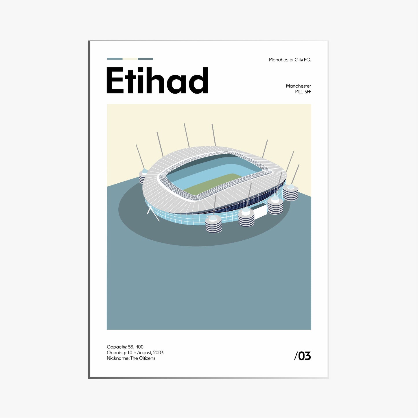 Etihad Stadium - Manchester City FC Minimalistic Art Print