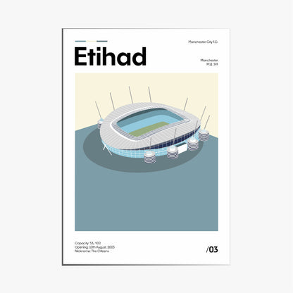 Etihad Stadium - Manchester City FC Minimalistic Art Print