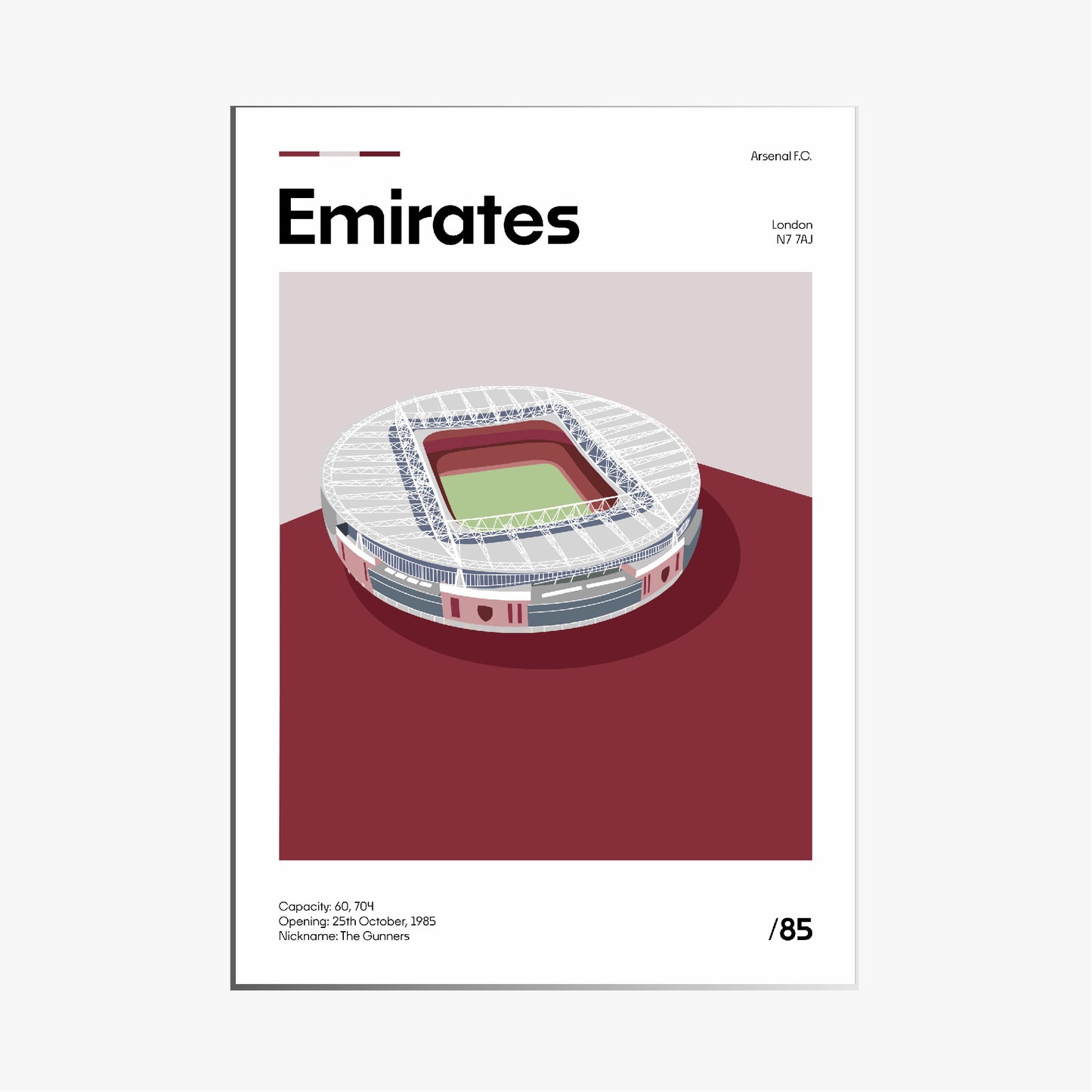 Emirates Stadium - Arsenal FC Minimalistic Art Print