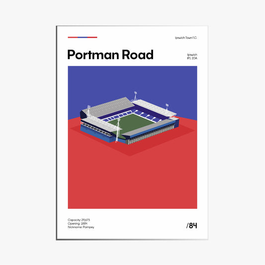 Portman Road Stadium - Ipswich Town FC Minimalistic Art Print
