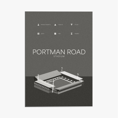 Portman Road Stadium - Ipswich Town FC Black & White Art Print