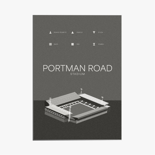 Portman Road Stadium - Ipswich Town FC Black & White Art Print