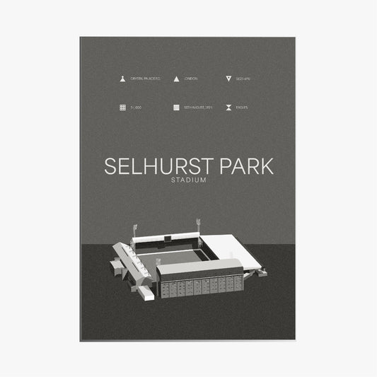 Selhurst Park Stadium - Crystal Palace FC Black & White Art Print