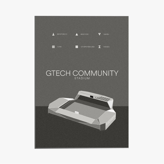 Gtech Community Stadium - Brentford FC Black & White Art Print