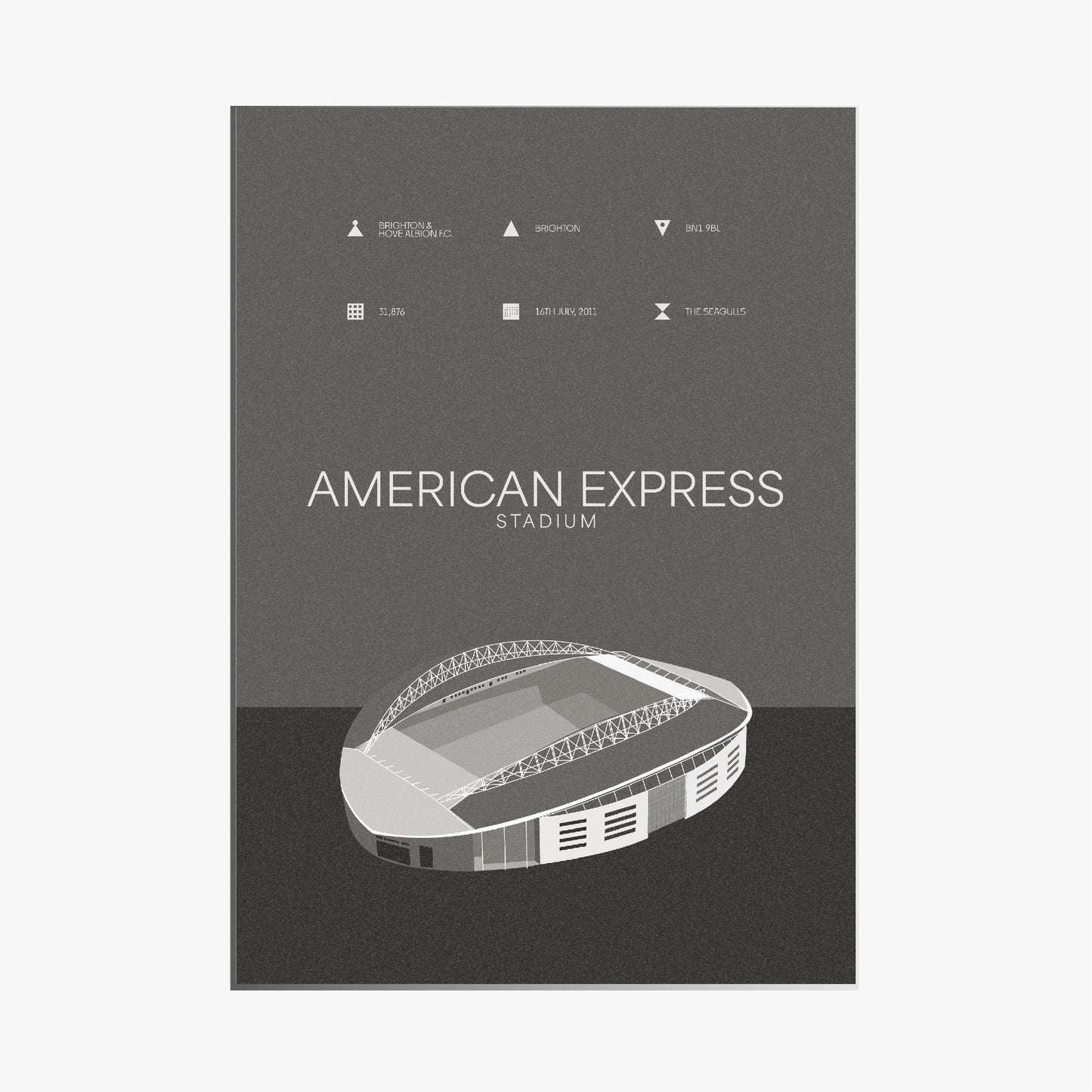 American Express Stadium - Brighton FC Black & White Art Print