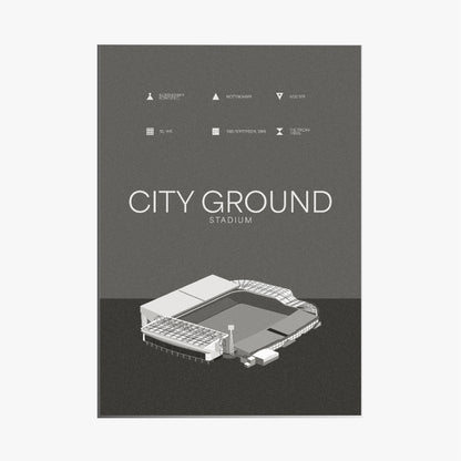 City Ground Stadium - Nottingham Forest FC Black & White Art Print