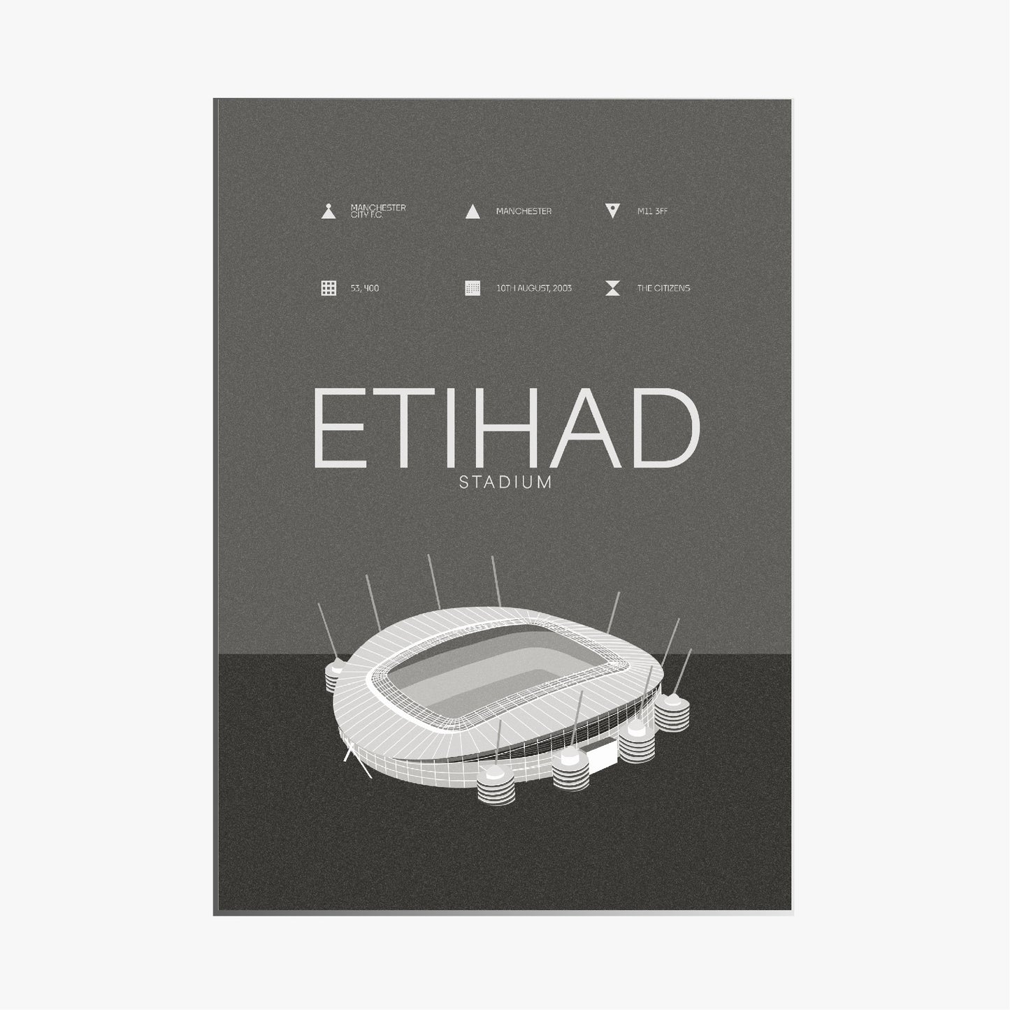 Etihad Stadium - Manchester City FC Black & White Art Print