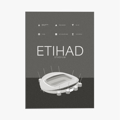 Etihad Stadium - Manchester City FC Black & White Art Print