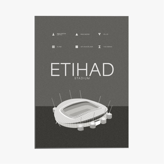 Etihad Stadium - Manchester City FC Black & White Art Print