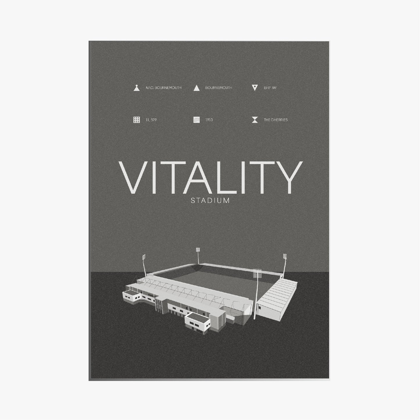 Vitality Stadium - AFC Bournemouth Black & White Art Print