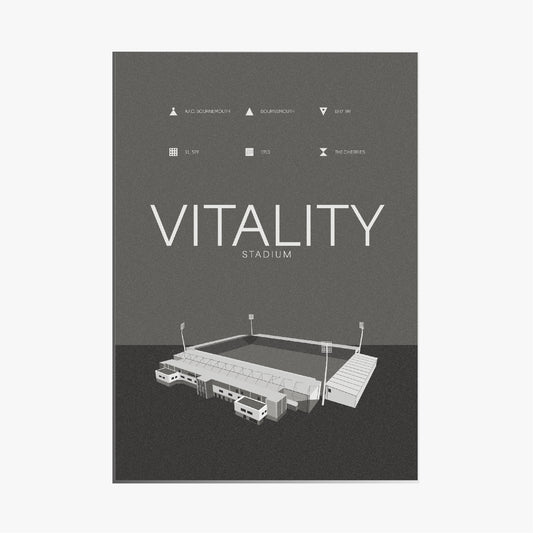 Vitality Stadium - AFC Bournemouth Black & White Art Print