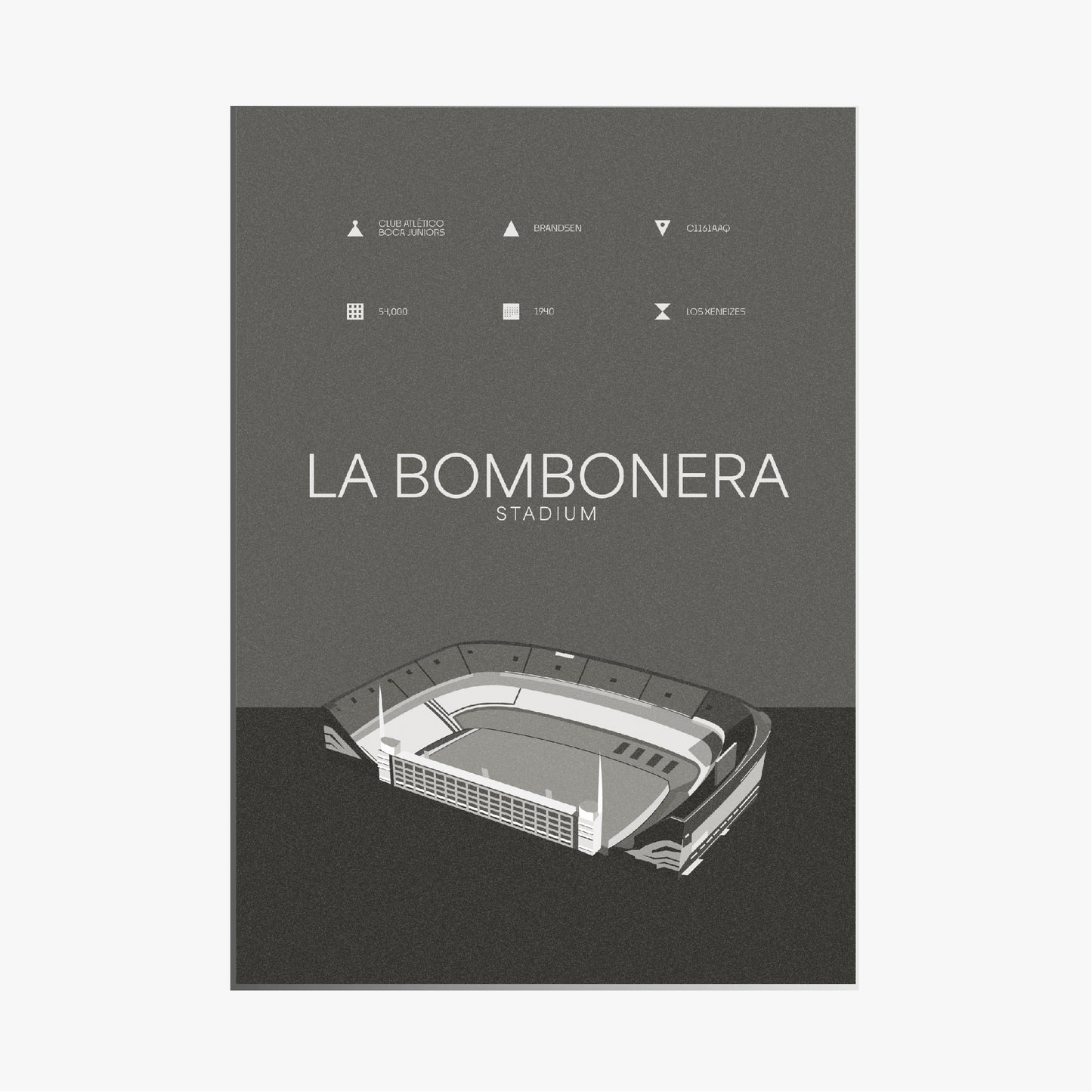 La Bombonera - Boca Juniors Black & White Art Print