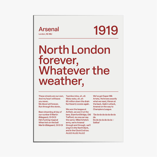 "North London Forever" Arsenal F.C Art Print (White)