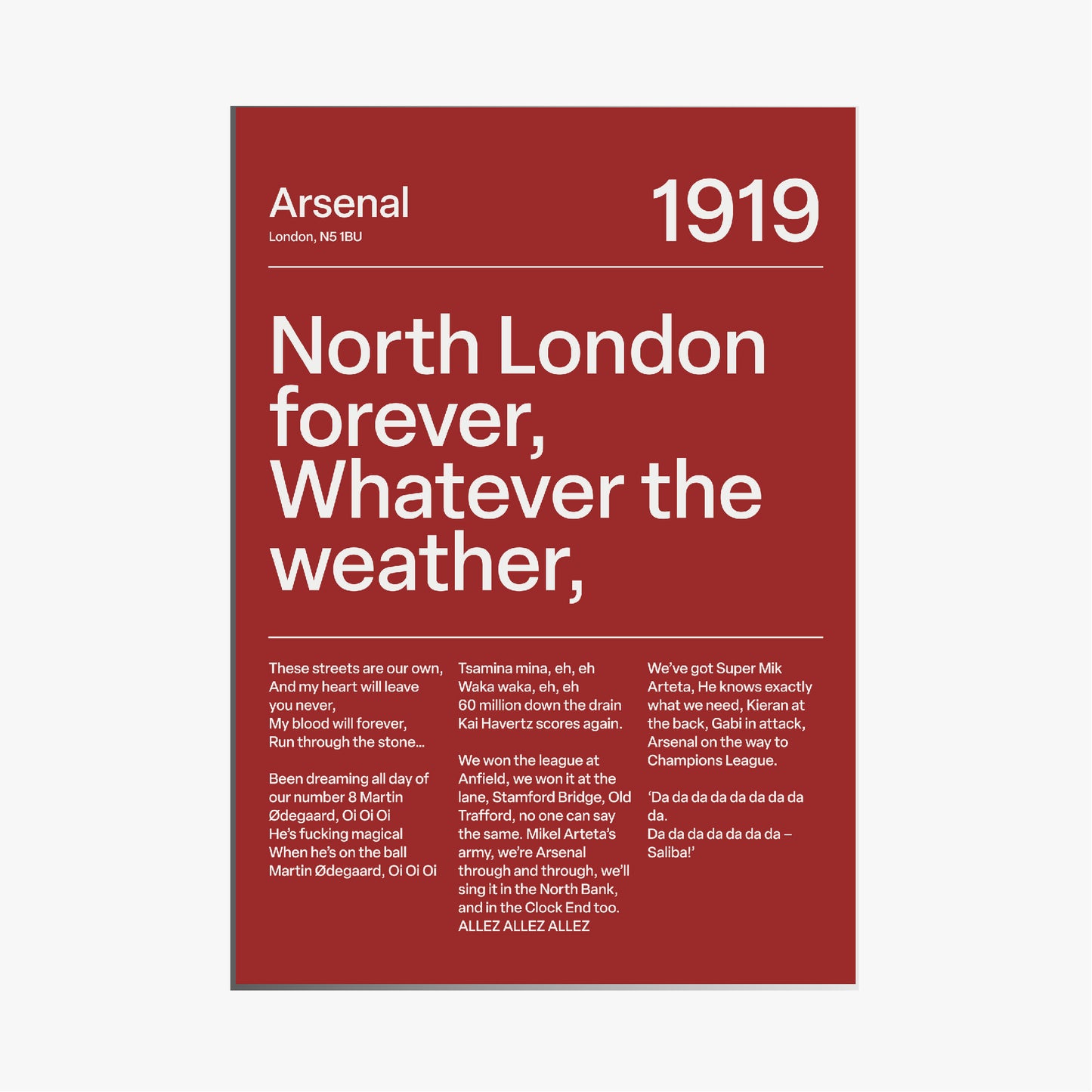 "North London Forever" Arsenal F.C (Red)