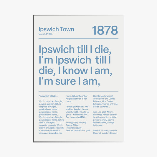 "Ipswich Till I Die" Ipswich Town F.C Art Print (White)