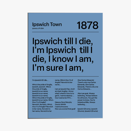 "Ipswich Till I Die" Ipswich Town F.C Art Print (Blue)