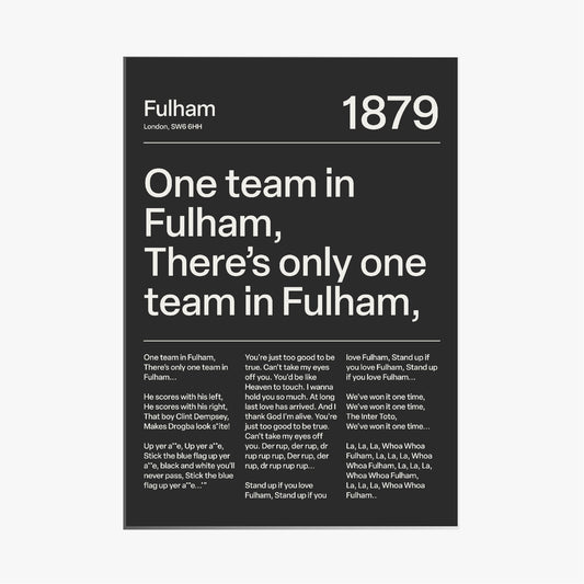 "One Team in Fulham!" Fulham F.C. Art Print (Black)