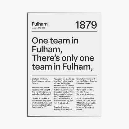 "One Team in Fulham!" Fulham F.C. Art Print (White)