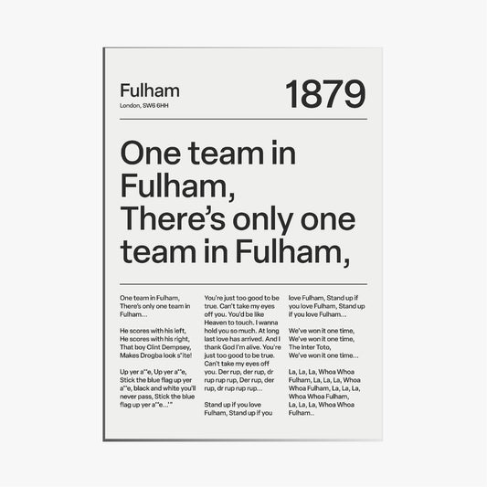 "One Team in Fulham!" Fulham F.C. Art Print (White)