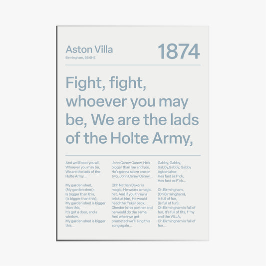 "The Lads of Holter Army" Aston Villa F.C. Art Print (White)
