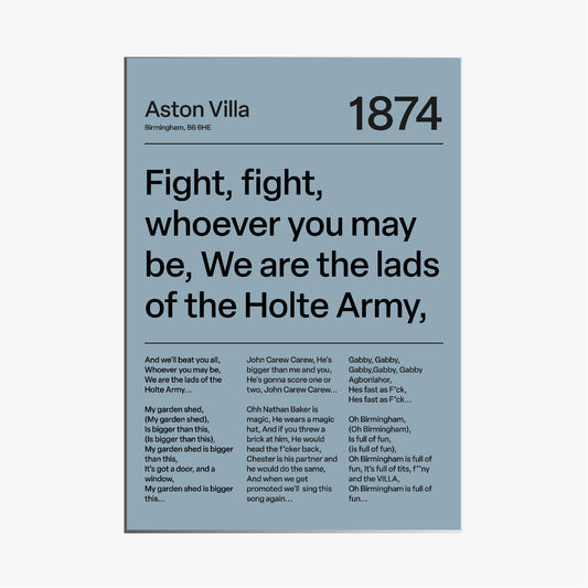 "The Lads of Holter Army" Aston Villa F.C. Art Print (Blue)