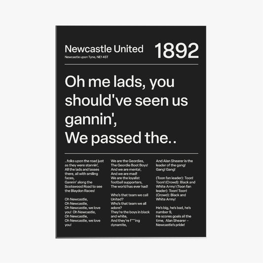 "Blaydon Races" Newcastle United F.C. Art Print (Black)