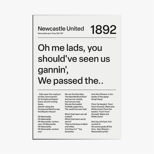 "Blaydon Races" Newcastle United F.C. Art Print (White)