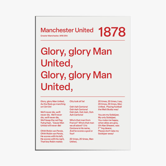 "Glory Glory Man United" Manchester United F.C. Art Print (White)
