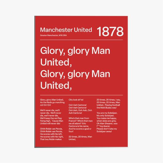 "Glory Glory Man United" Manchester United F.C. Art Print (Red)