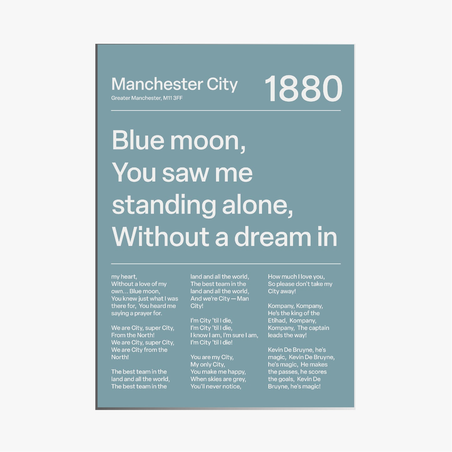 "Blue Moon" Manchester City F.C. Art Print (Blue)