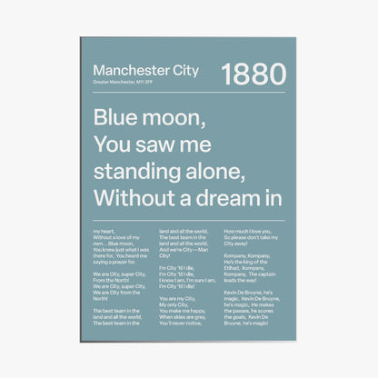 "Blue Moon" Manchester City F.C. Art Print (Blue)