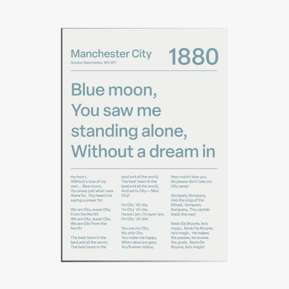 "Blue Moon" Manchester City F.C. Art Print (White)