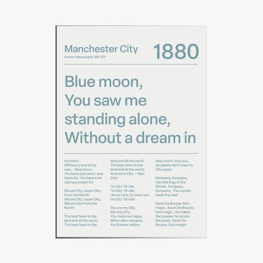 "Blue Moon" Manchester City F.C. Art Print (White)