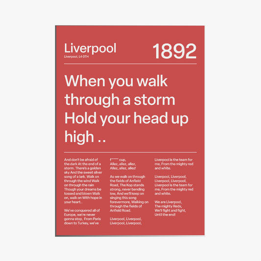 "You´ll Never Walk Alone" Liverpool F.C. Art Print (Red)