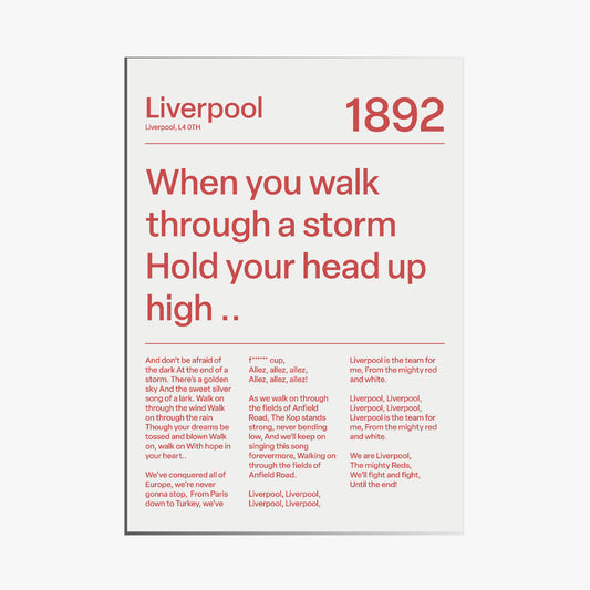 "You´ll Never Walk Alone" Liverpool F.C. Art Print (White)