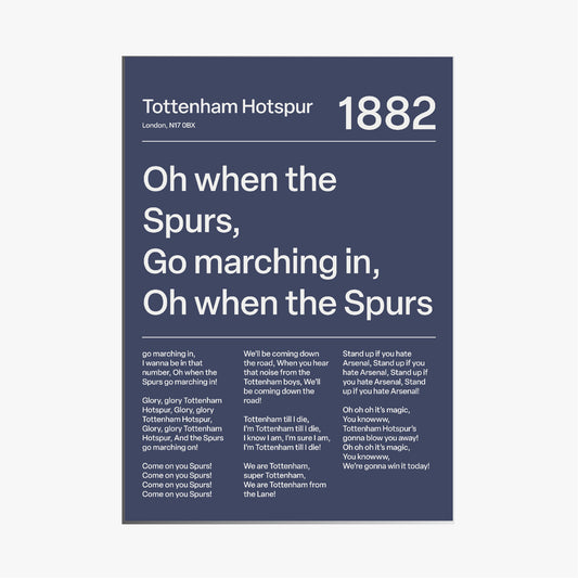 "Oh When the Spurs Go Marching In" Tottenham Hotspur F.C. Art Print (Dark Blue)