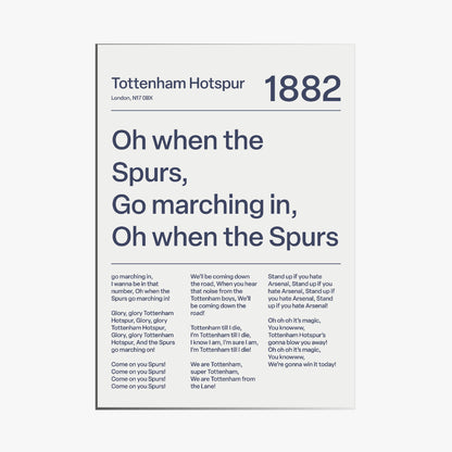 "Oh When the Spurs Go Marching In" Tottenham Hotspur F.C. Art Print (White)