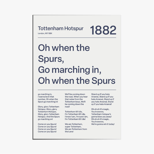 "Oh When the Spurs Go Marching In" Tottenham Hotspur F.C. Art Print (White)